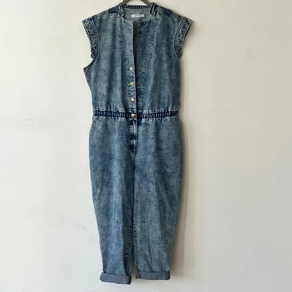 JustFab Acid Wash Jumpsuit - Picture 1 of 14